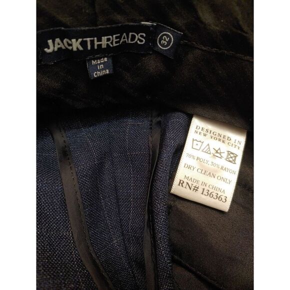 JT Jack Threads Mens Size 32 Navy Check Flat Front Dress Pants - Picture 3 of 5
